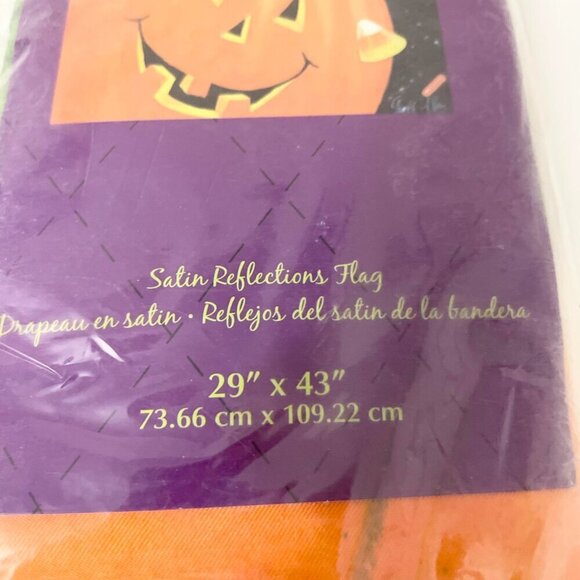 Evergreen Satin Reflections Flag Halloween Pumpkin Ghost 29" x 43" - Picture 4 of 16